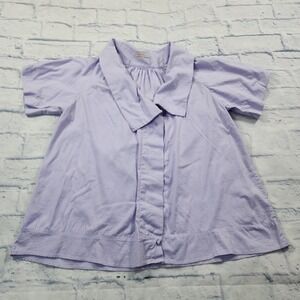 Lucy in the Sky WOMENS SIZE 44 Blue Button Front Hi Low Short Sleeve Top Shirt